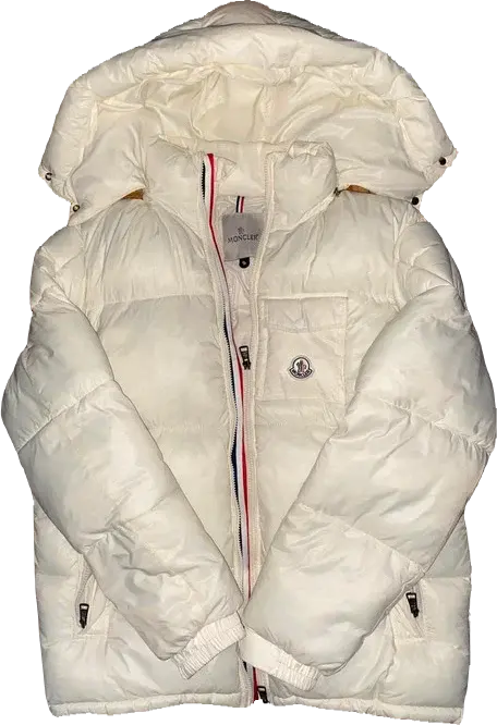 Moncler white puffer jacket — listing image