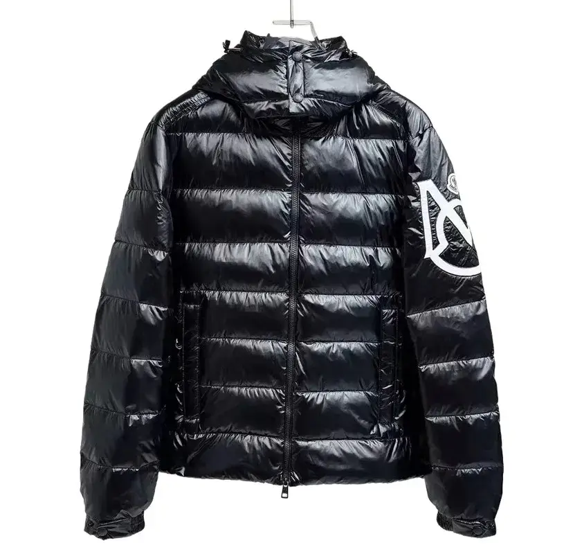 Moncler Quilted Jacket - Black Big Logo Sleeve — listing image