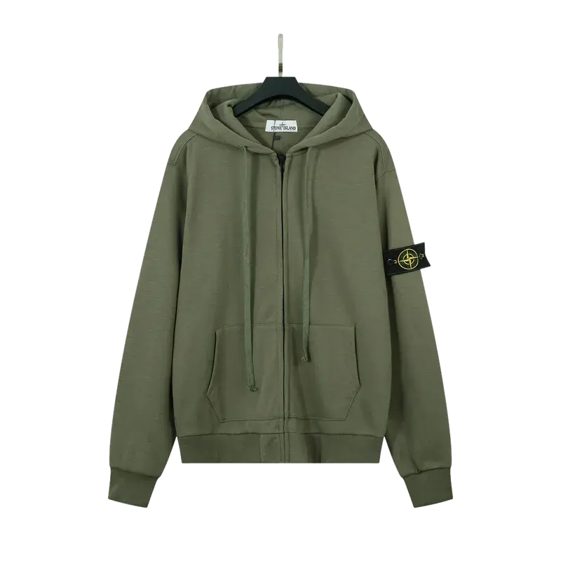 Stone Island Zipper Hoodie - Olive Zip Hoodie — listing image