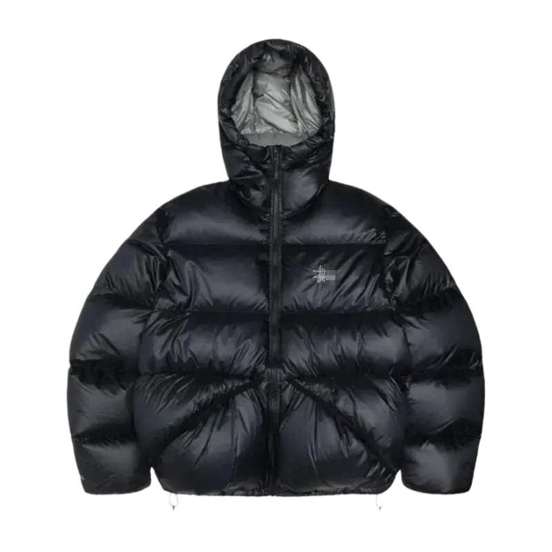 Stussy Quilted Jacket - Black Glossy Hooded — listing image