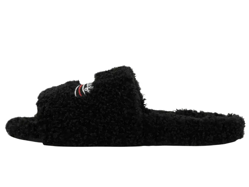 Balenciaga Slippers - Black Fur Slides — listing image